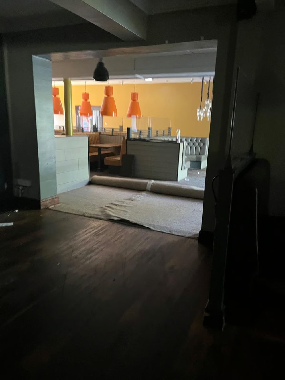 Interior soft strip in progress, fixtures cleared ahead of refurbishment