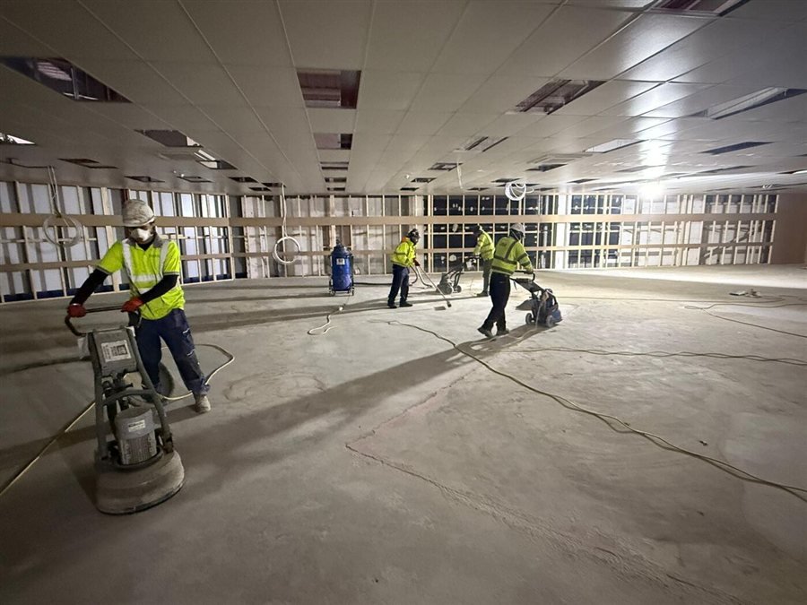 Floor preparation crew at work at Kingsgate Shopping Centre