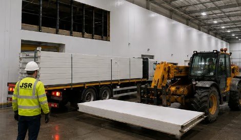 JSR Contracts Limited team handling panels at the Sainsbury's Ex Homebase site