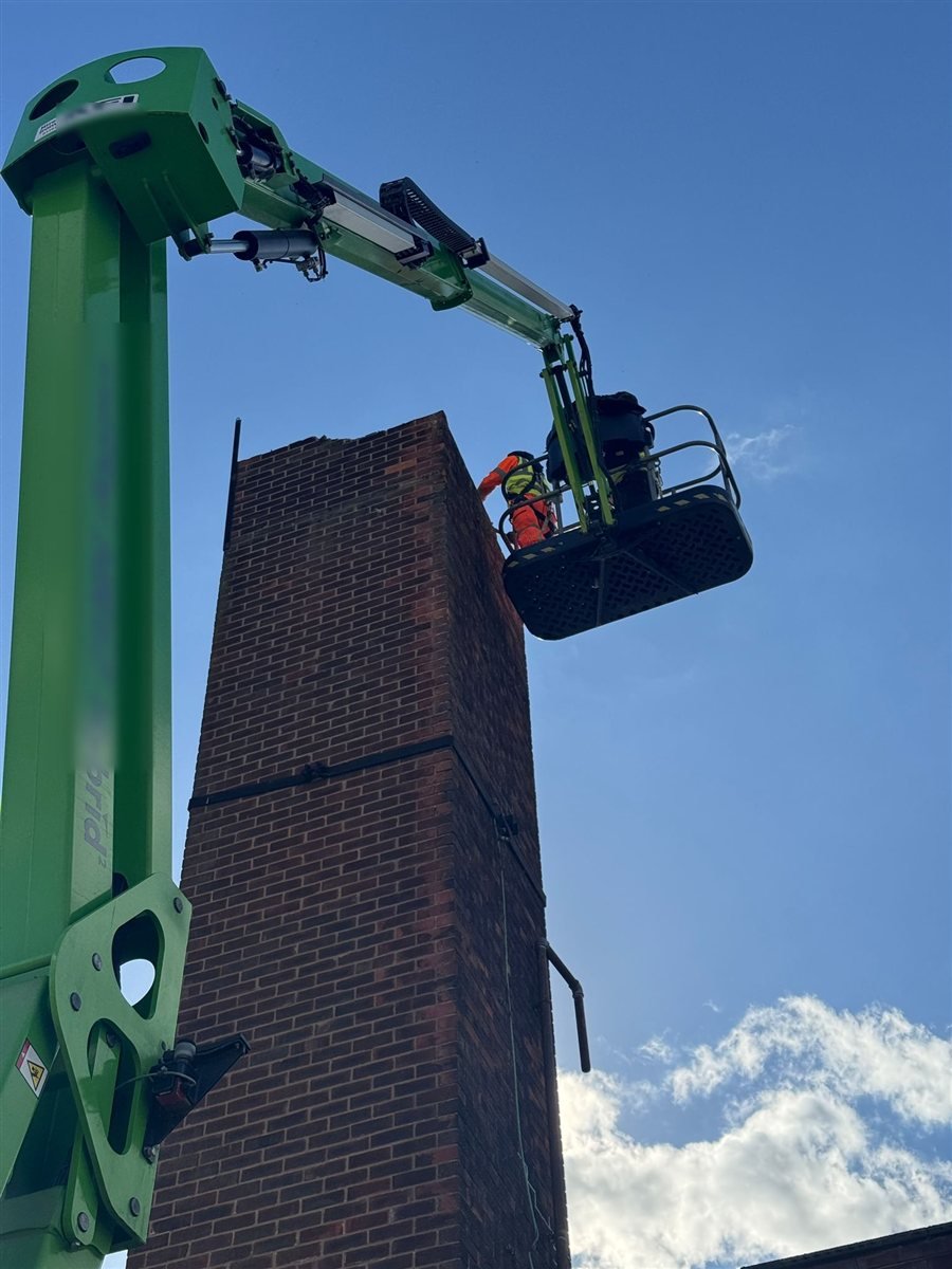 Close access to the chimney top at the Torkington project